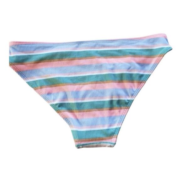 Xhilaration Bikini Bottom Women Size M Multicolor Stripe Cheeky Ribbed Blue Pink - Picture 2 of 9